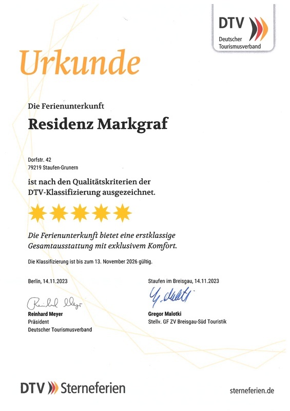 5-Sterne Urkunde